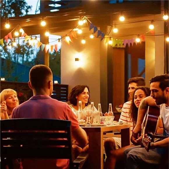 Outdoor String Lights Waterproof, 100FT LED Patio Lights with 53 Shatterproof - Picture 2 of 7